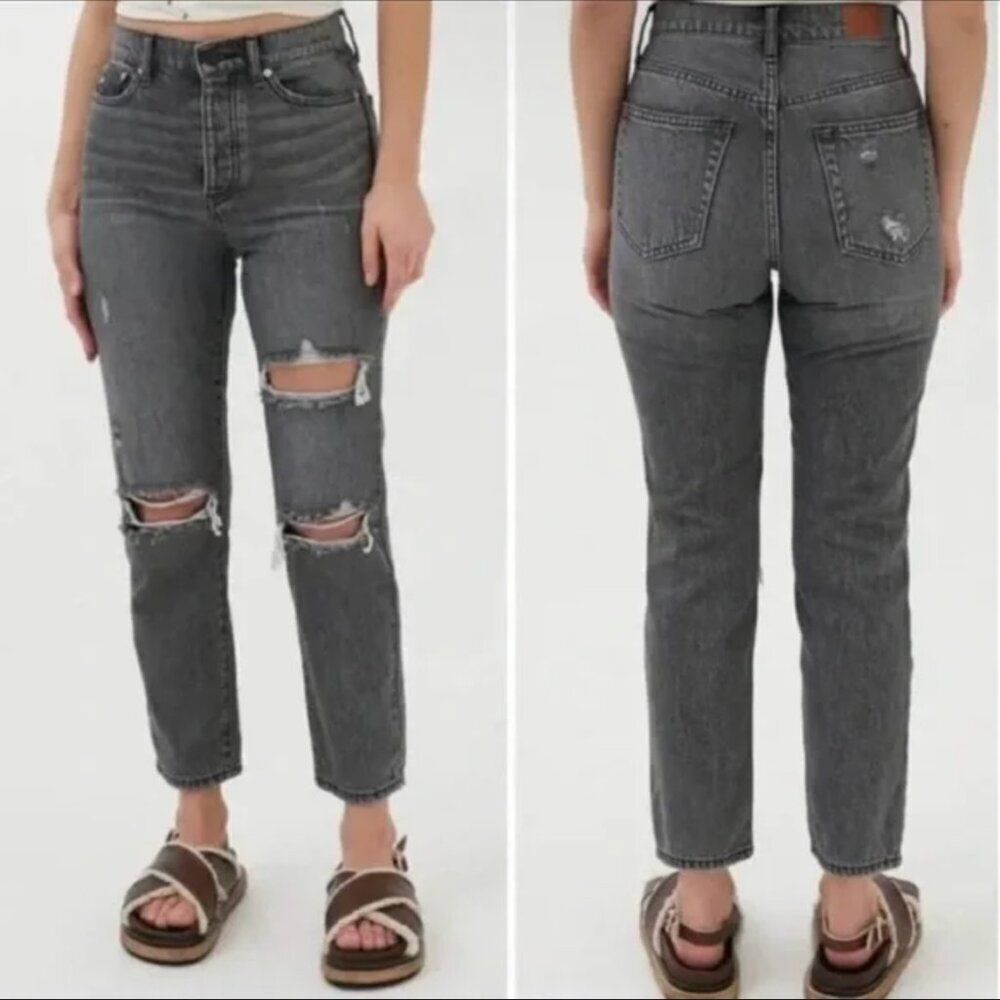 BDG Urban Outfitters charcoal grey faded distressed cotton slim straight jeans